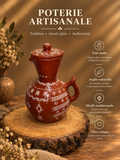Cruche berbère à couvercle, motifs blancs