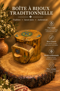 Boîte à Bijoux en Bois Massif – Motifs Peints à la Main