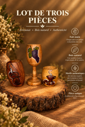 Lot de 3 Verres en Bois Massif – Motifs Peints à la Main
