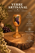 Verre à Pied en Bois Massif – Motif Grappe de Raisin Peint