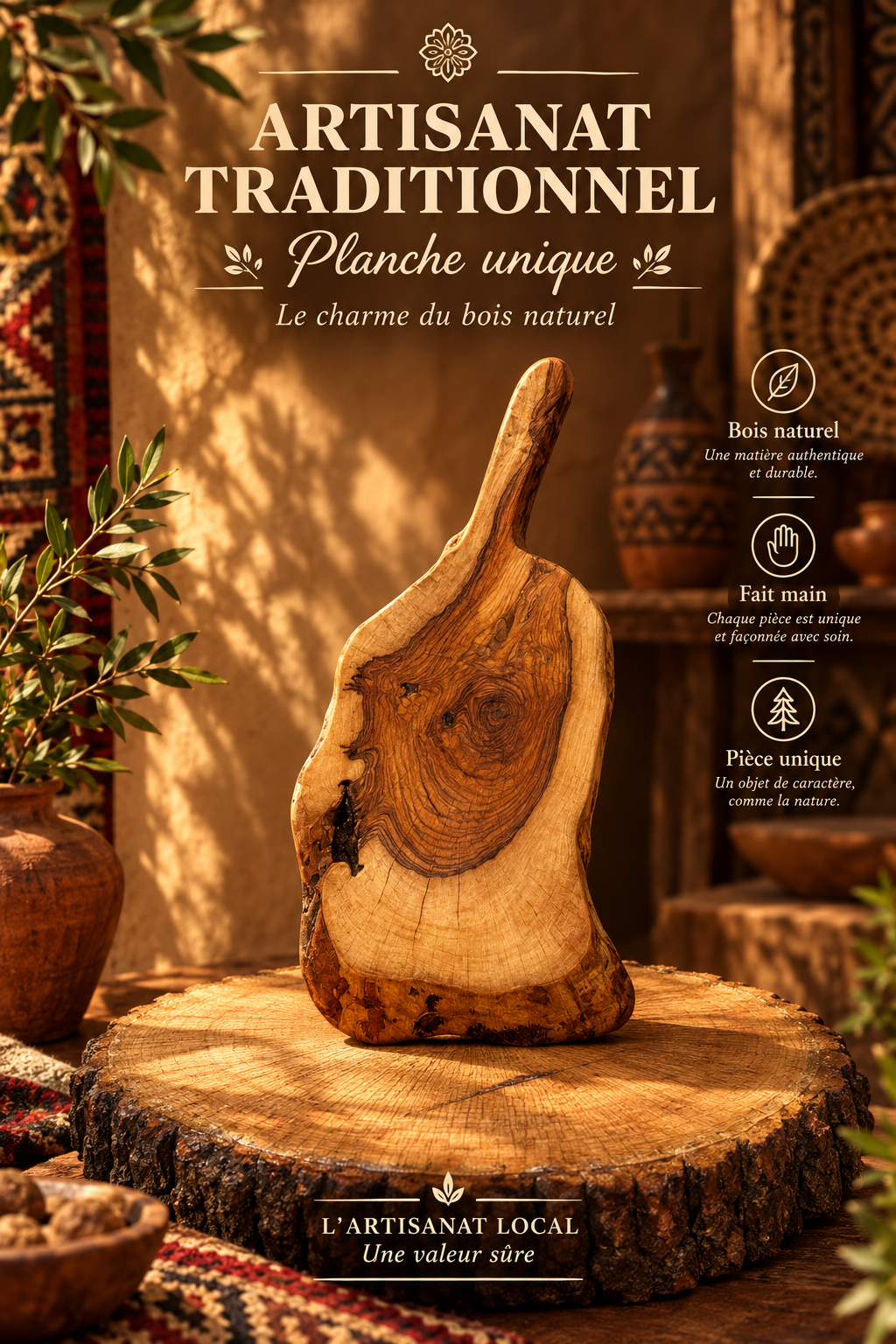 Planche à Découper en Bois Brut – Forme Naturelle
