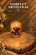 Gobelet en Bois Massif – Motif Tasse de Café Peint