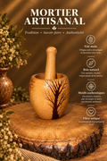 Mortier en Bois Massif – Motif Arbre Gravé