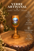 Verre à Pied en Bois Massif – Paysage de Montagne Peint