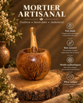 Mortier en Bois Massif Bombé – Motif Arbre et Pilon Décoré