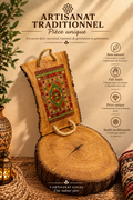 Plateau en Bois Brut – Motif Berbère Peint Main